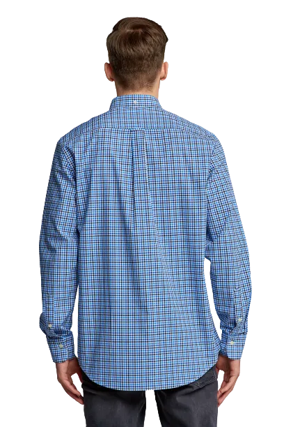 3 Colour Gingham Shirt - College Blue | Pumpkin Orange