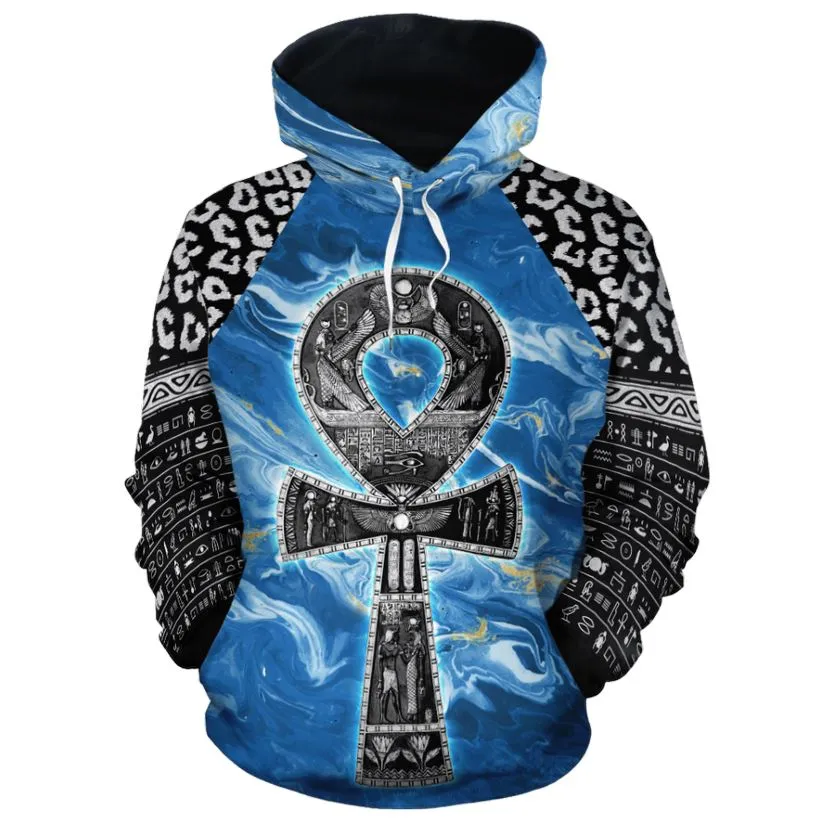 Ankh On Blue Marble All-over Hoodie And Joggers Set