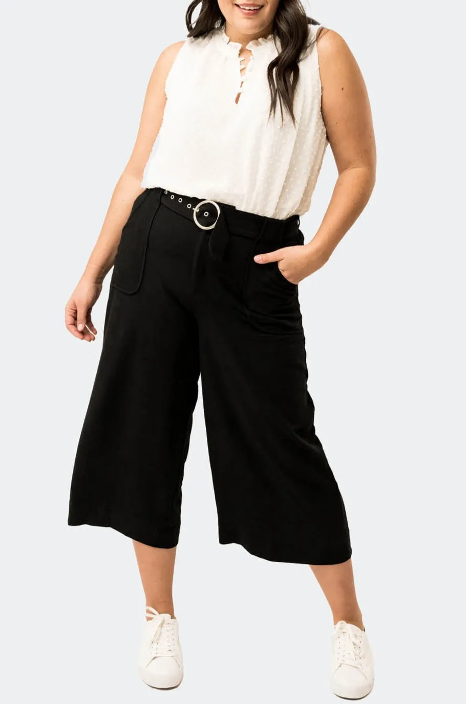 Belted Linen Cropped Trouser