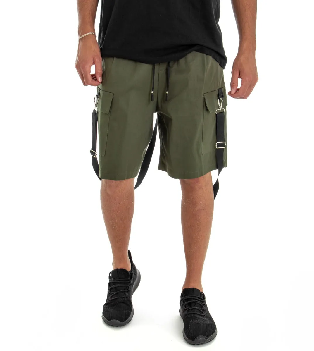 Bermuda Pantaloncino Uomo Shorts Tinta Unita Verde Cargo GIOSAL-PC1556A