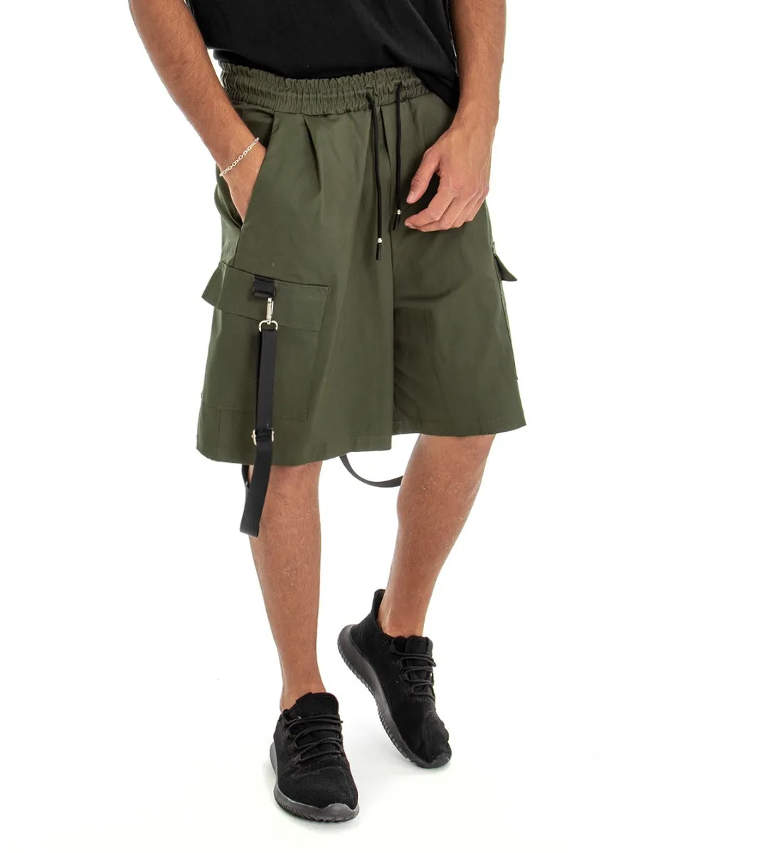 Bermuda Pantaloncino Uomo Shorts Tinta Unita Verde Cargo GIOSAL-PC1556A