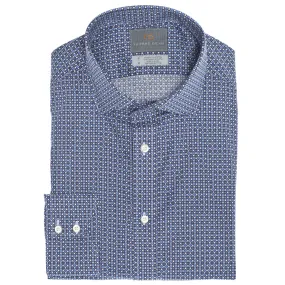 Blue Circle Print Button Down Sport Shirt