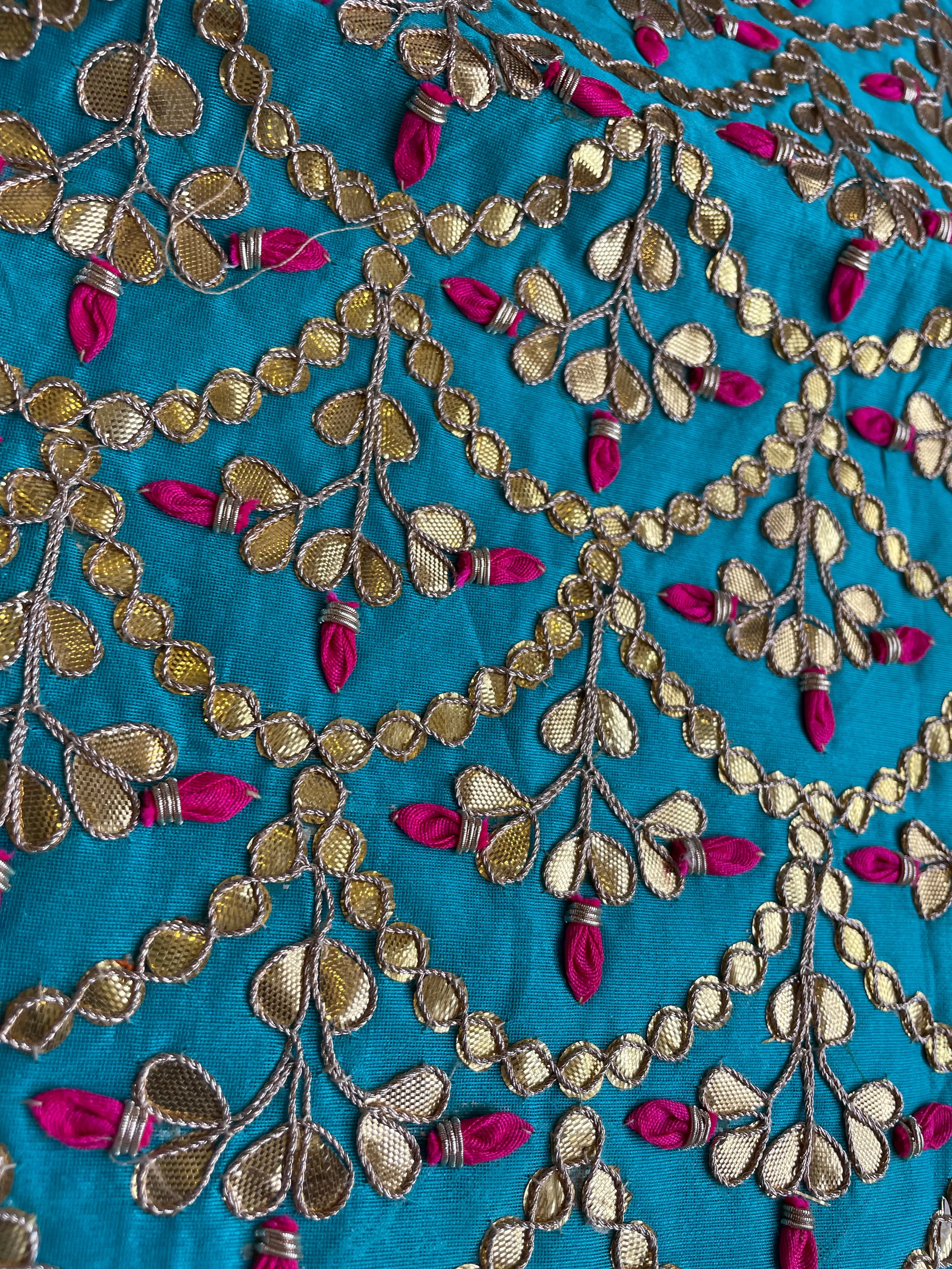 Blue Gota Patti Chanderi Kurti