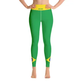 Brazil Flag Yoga Leggings With Inside Pocket