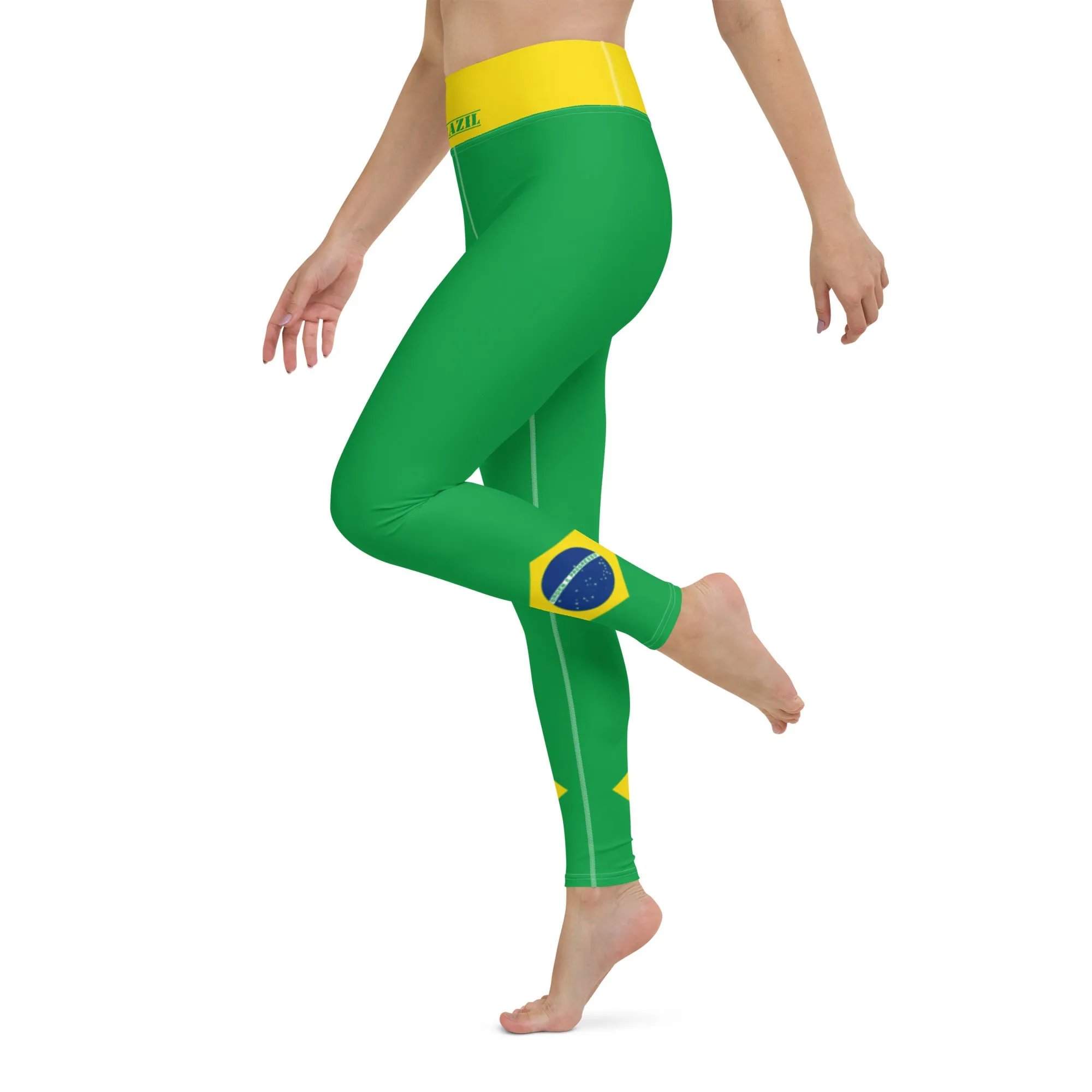 Brazil Flag Yoga Leggings With Inside Pocket