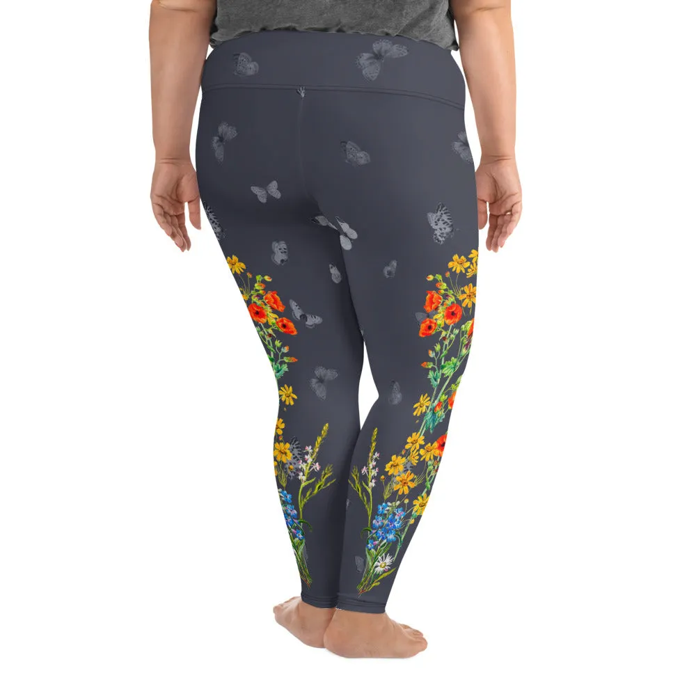 Butterfly and Wildflowers All-Over Print Plus Size Leggings