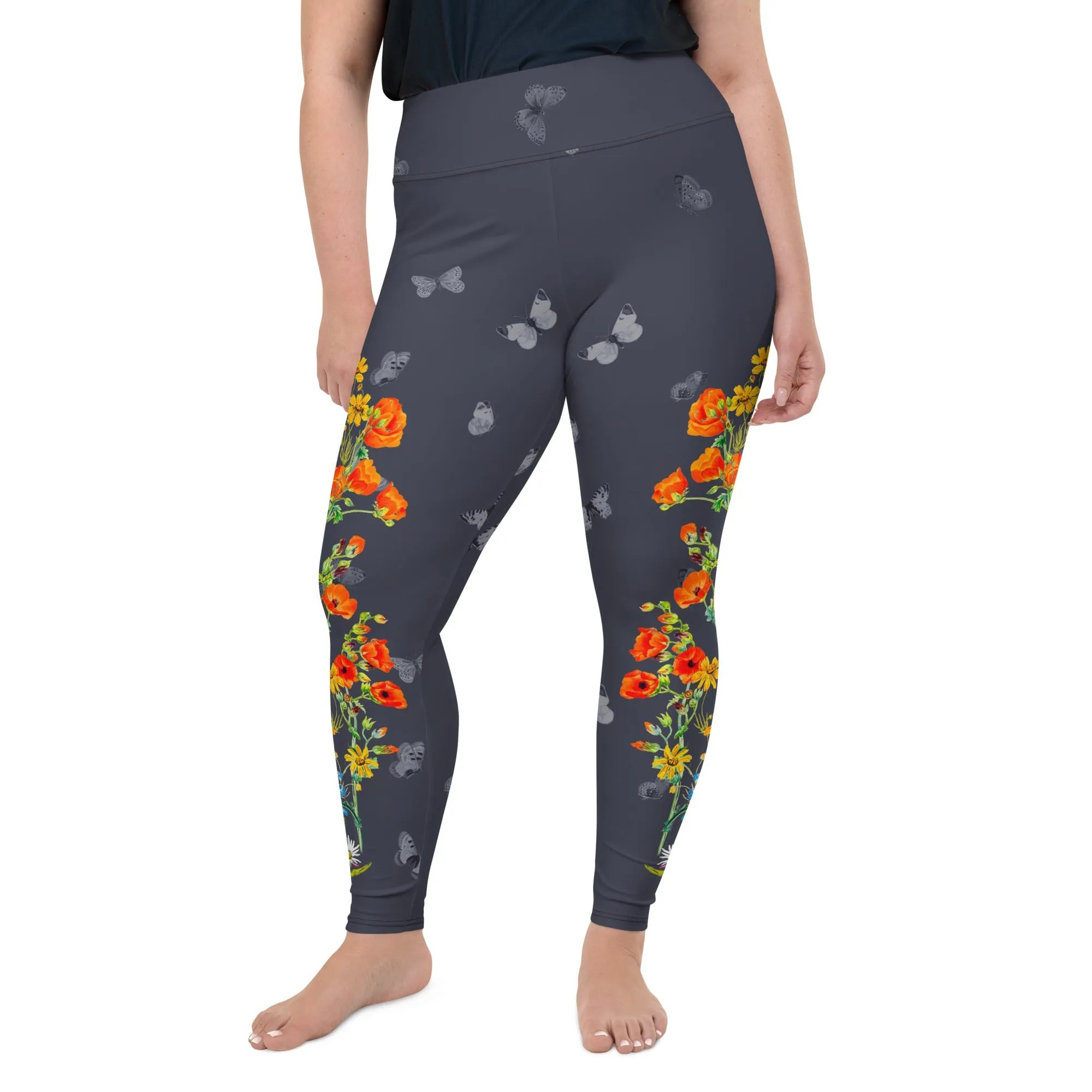 Butterfly and Wildflowers All-Over Print Plus Size Leggings