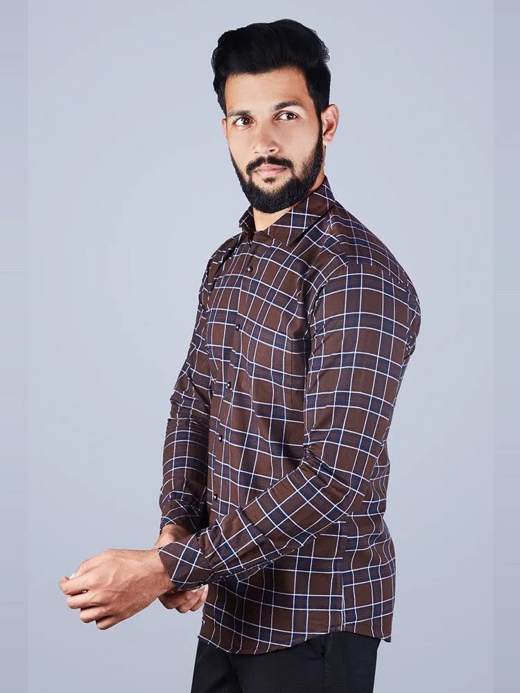 Check Shirt for Men - Men Regular Fit Checked Spread Collar