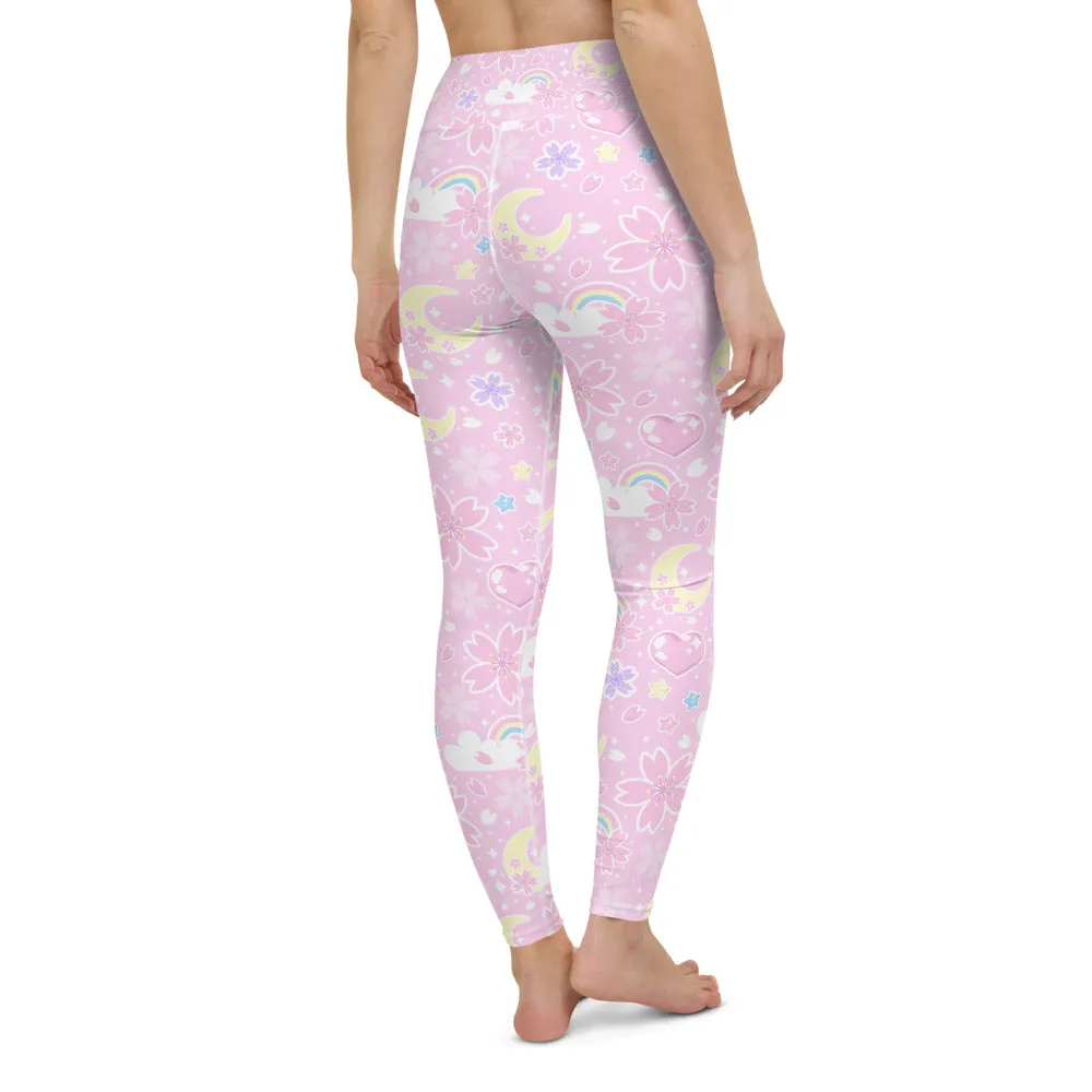 Cherry Blossom Dreams Pink Yoga Leggings