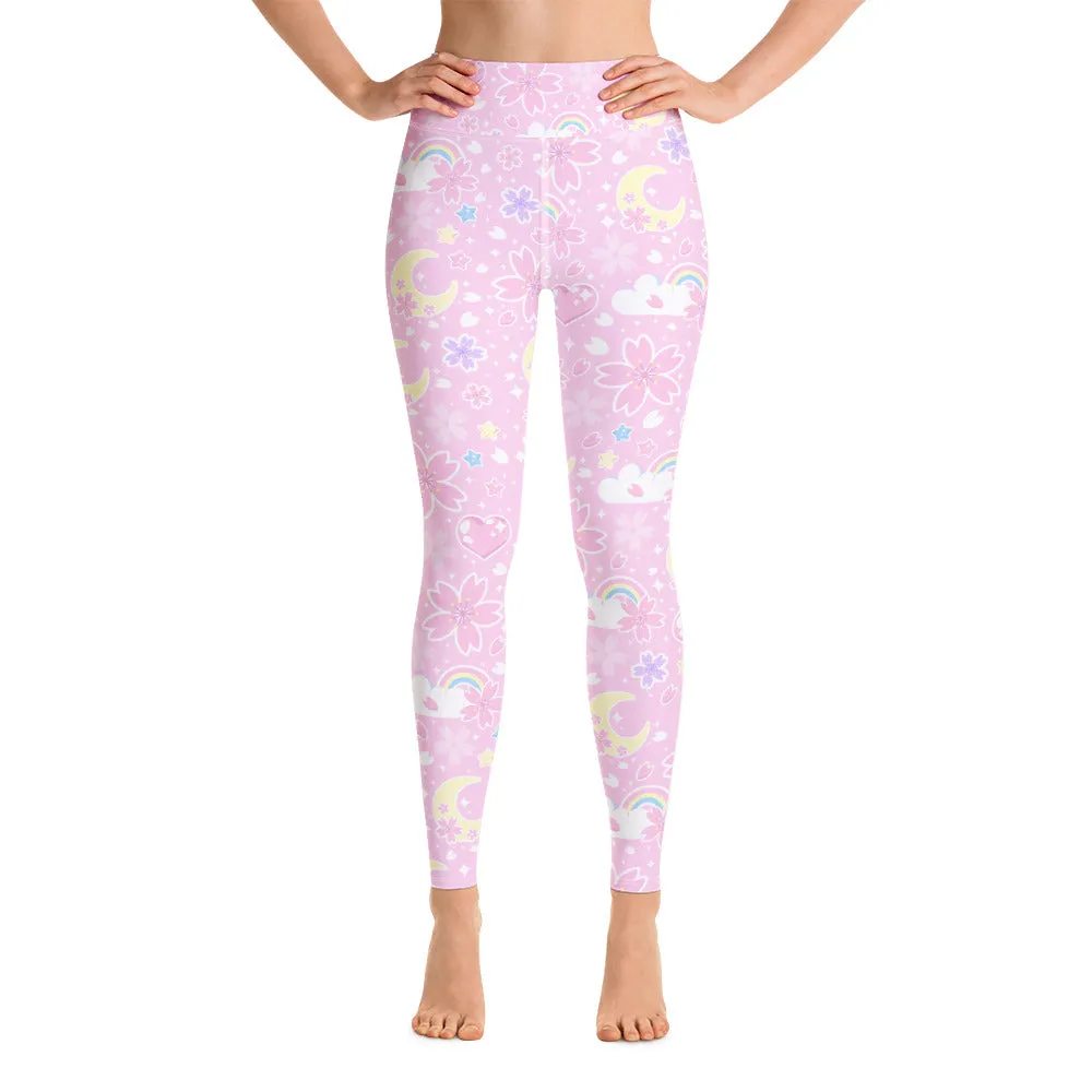 Cherry Blossom Dreams Pink Yoga Leggings