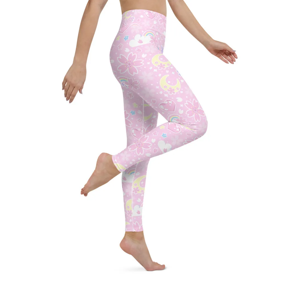 Cherry Blossom Dreams Pink Yoga Leggings