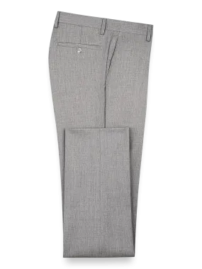 Classic Fit Wool Gabardine Flat Front Pants - Pearl Grey