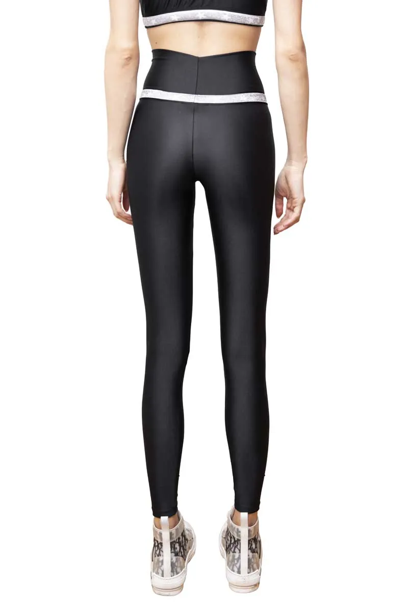 Colette Leggings a Vita Alta con Fascia e Stelle Argento