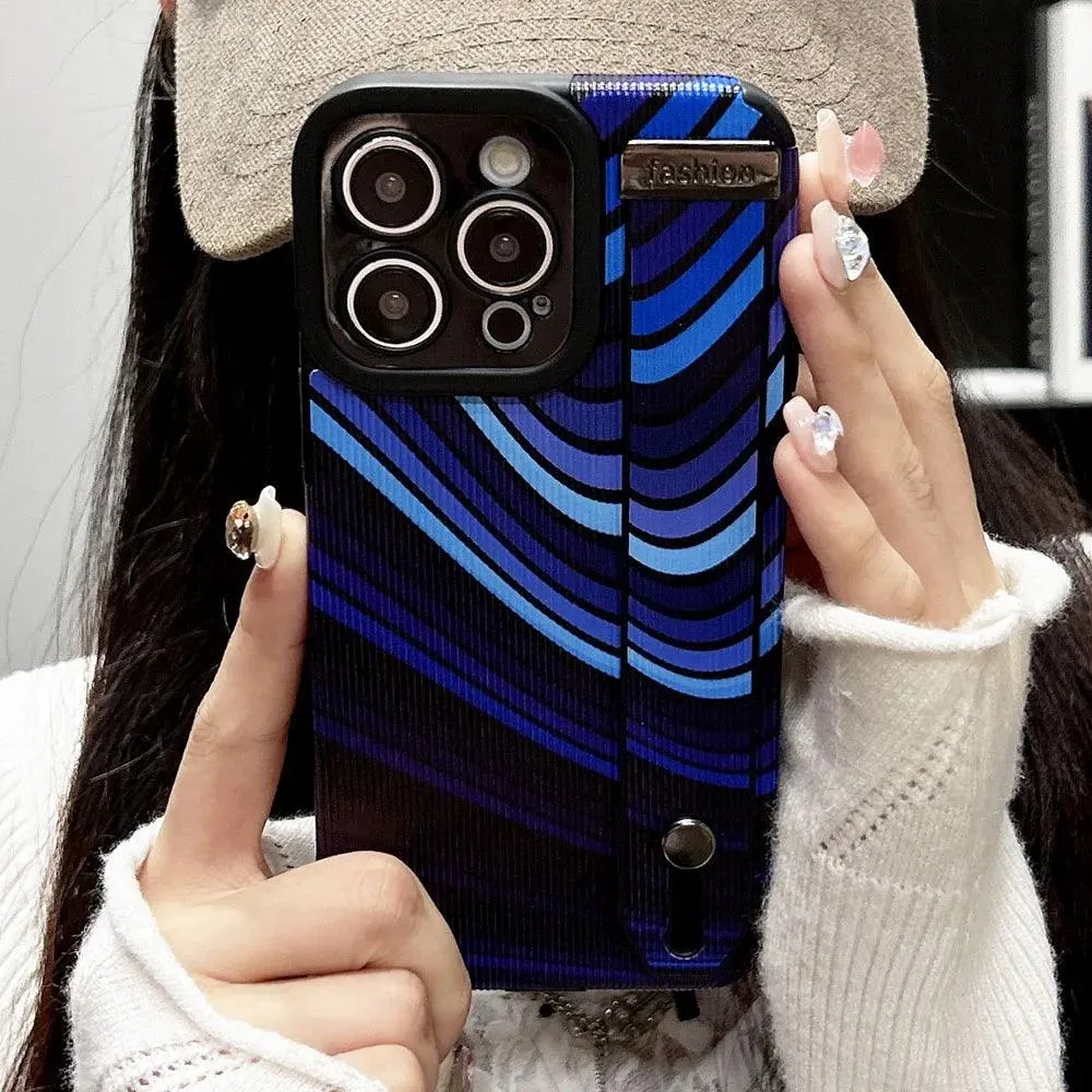 Cute Phone Case For iPhone 15, 14, 11, 12, 13 Pro Max, XR, XS Max, and more - Gradient Blue Stripe