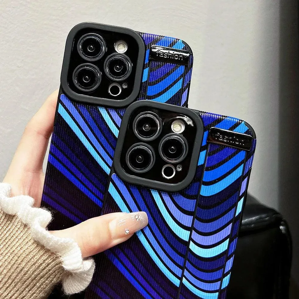 Cute Phone Case For iPhone 15, 14, 11, 12, 13 Pro Max, XR, XS Max, and more - Gradient Blue Stripe