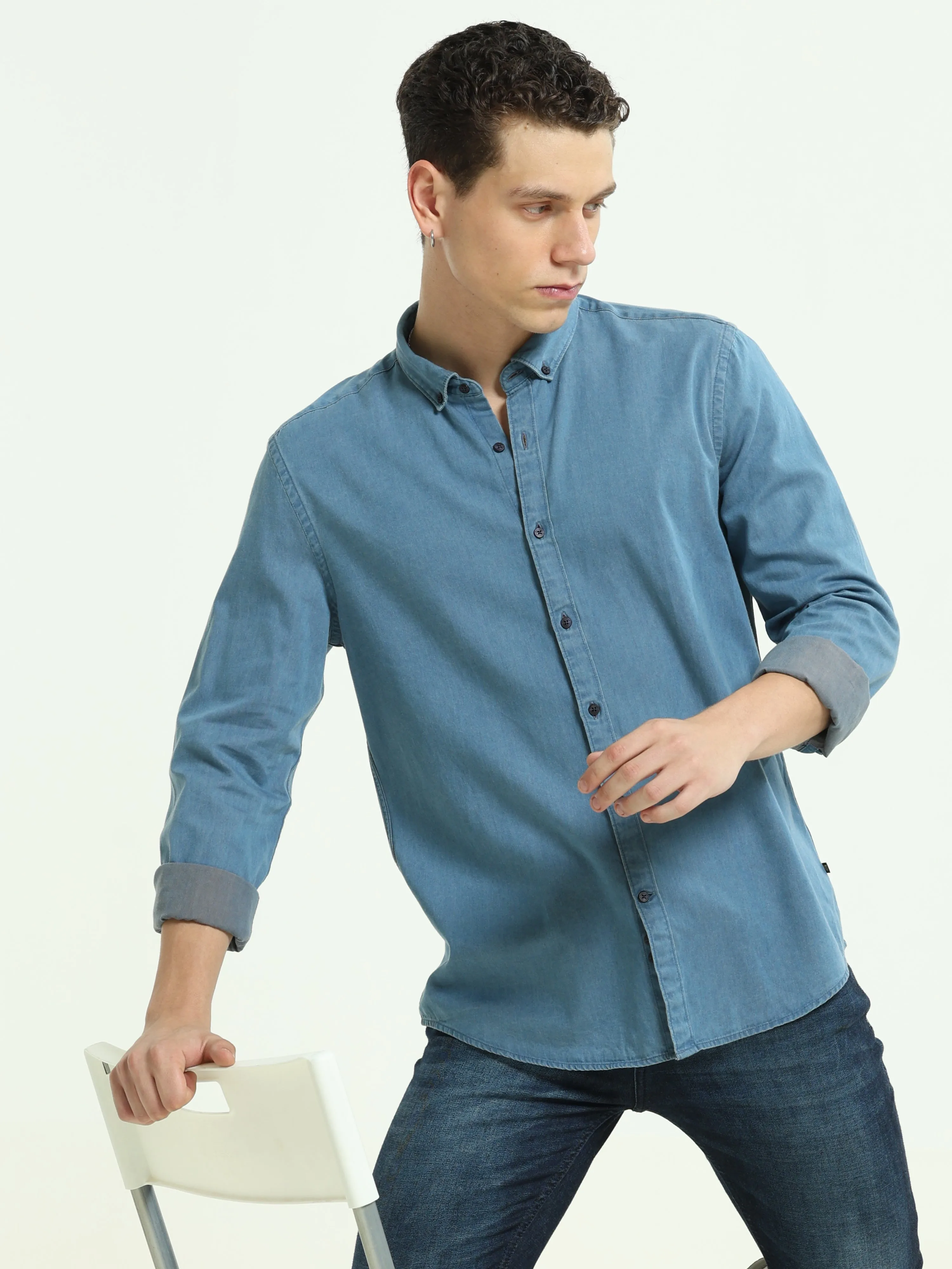 Denim Sea Blue Casual Shirt