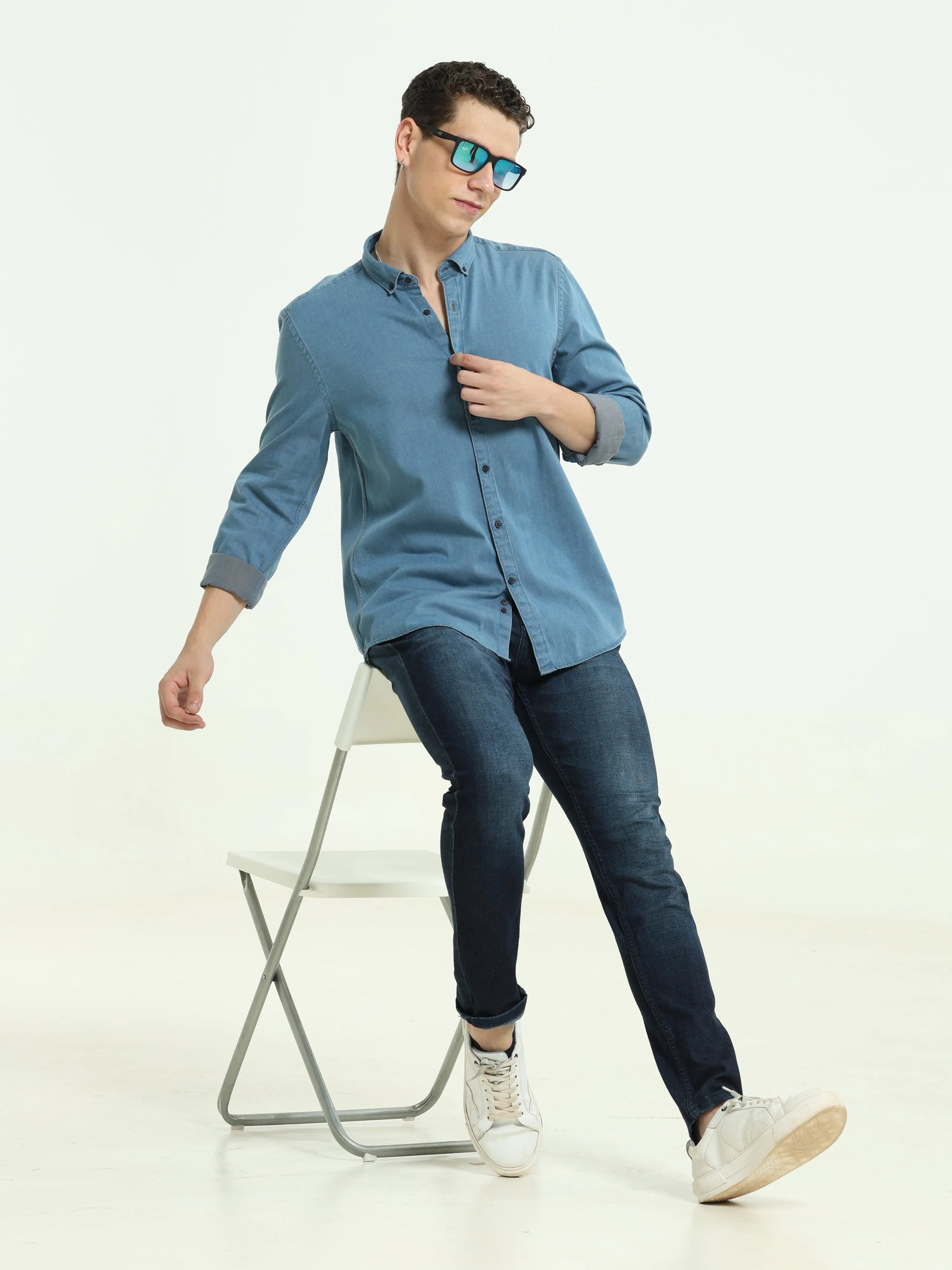 Denim Sea Blue Casual Shirt