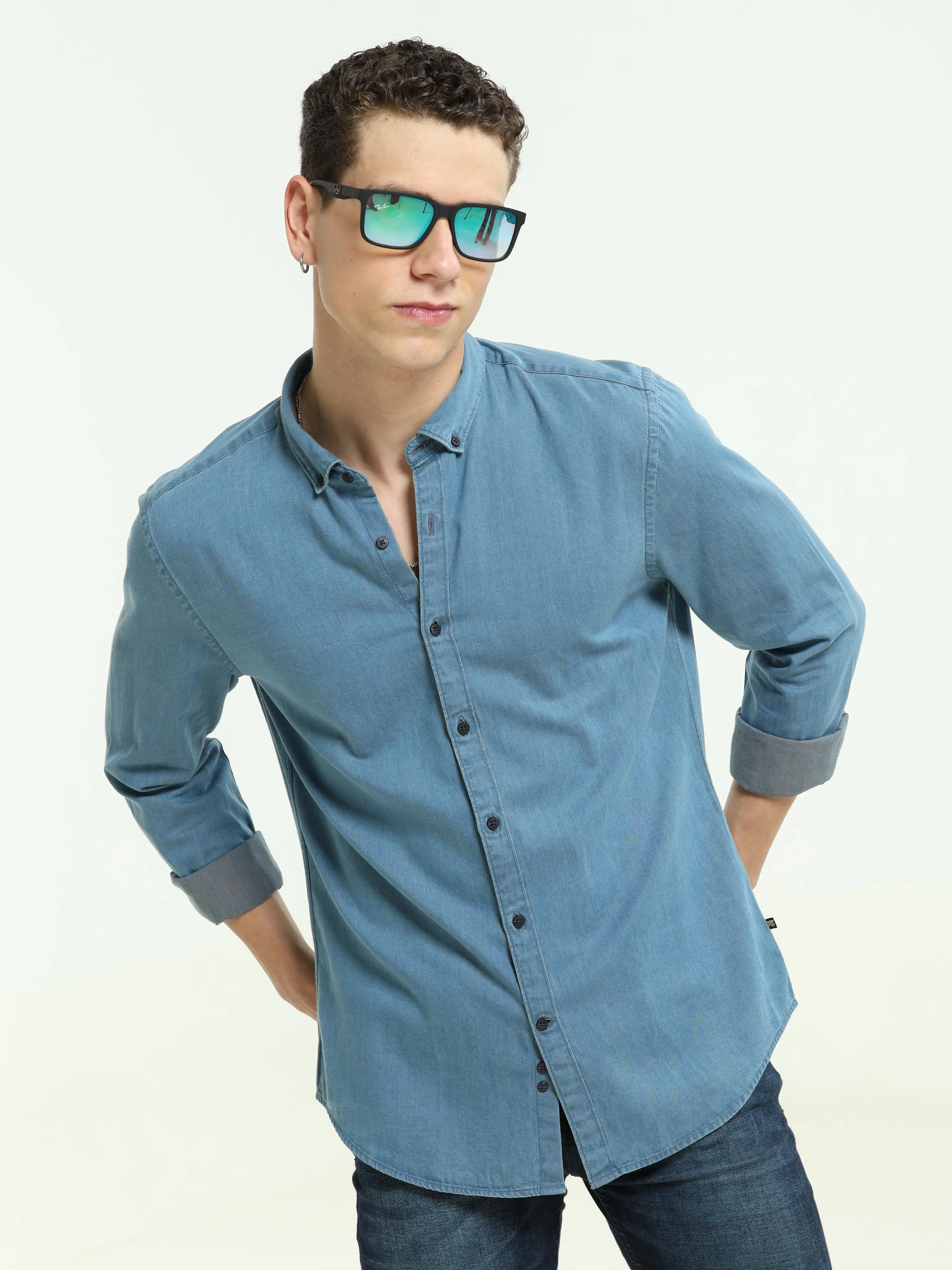 Denim Sea Blue Casual Shirt