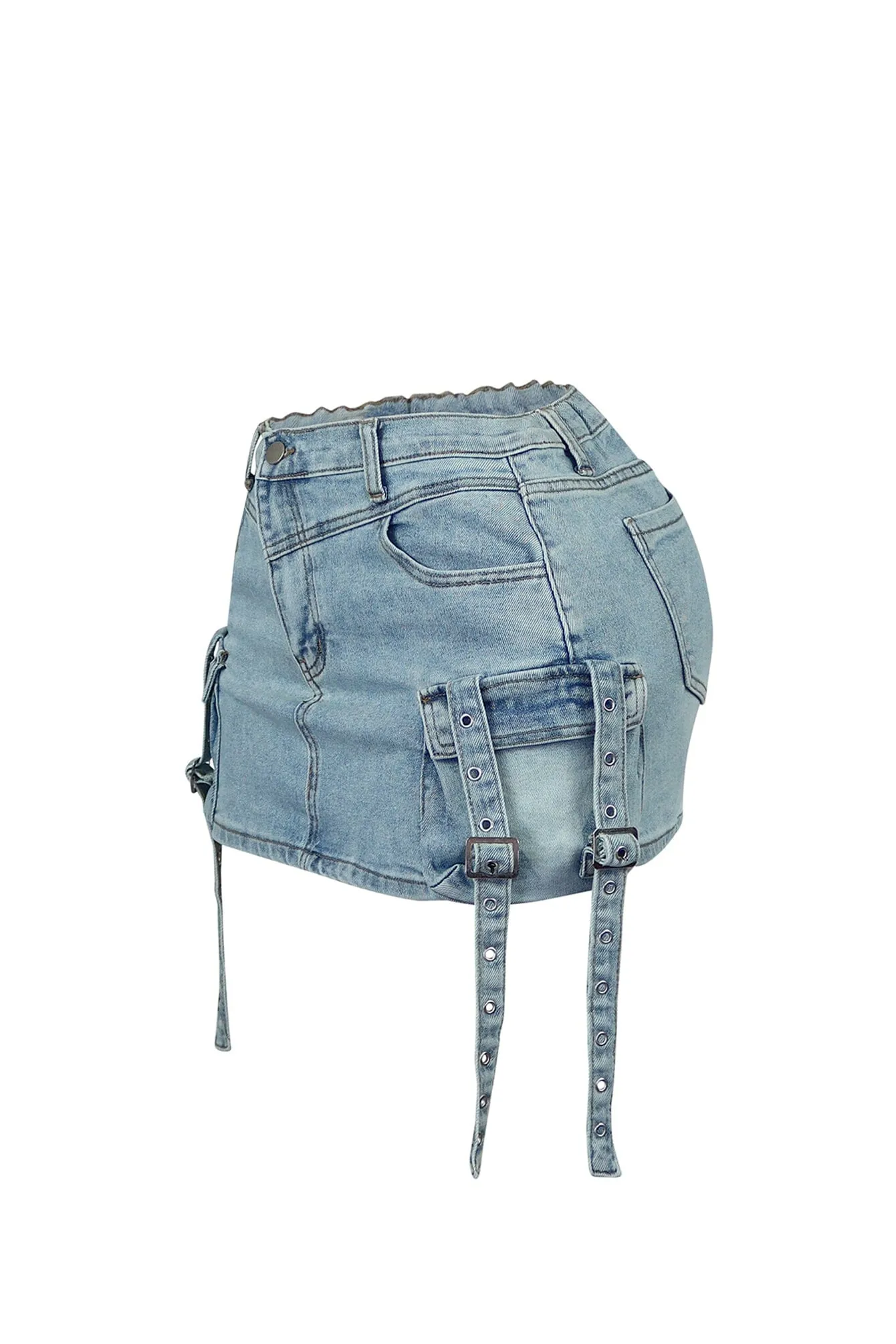 Esme Washed Denim Cargo Mini Skirt