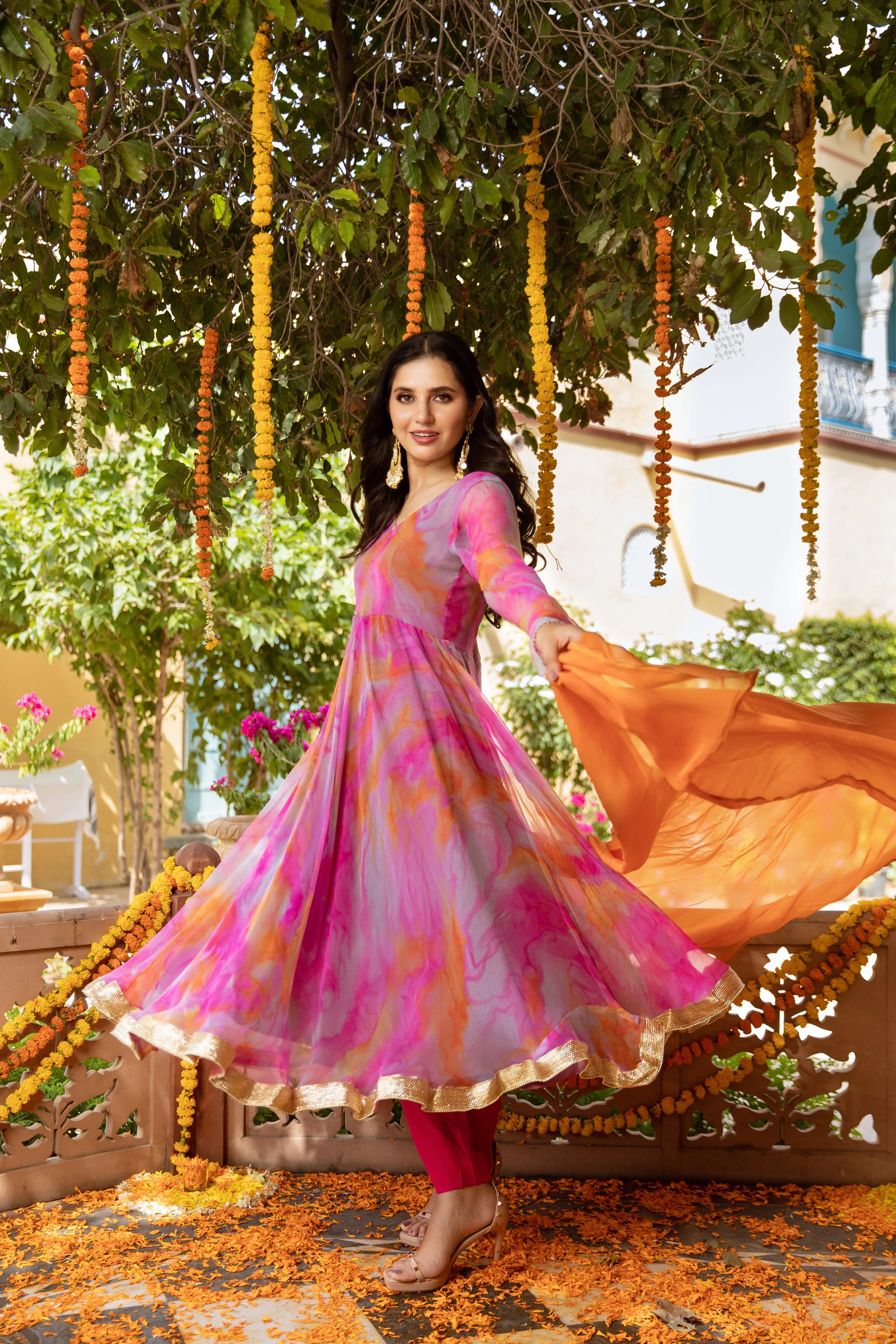 Flamingo Anarkali Suit Set