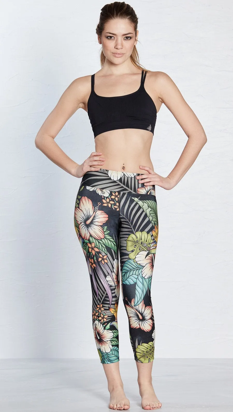 Floral Night - Triathlon Capri Leggings