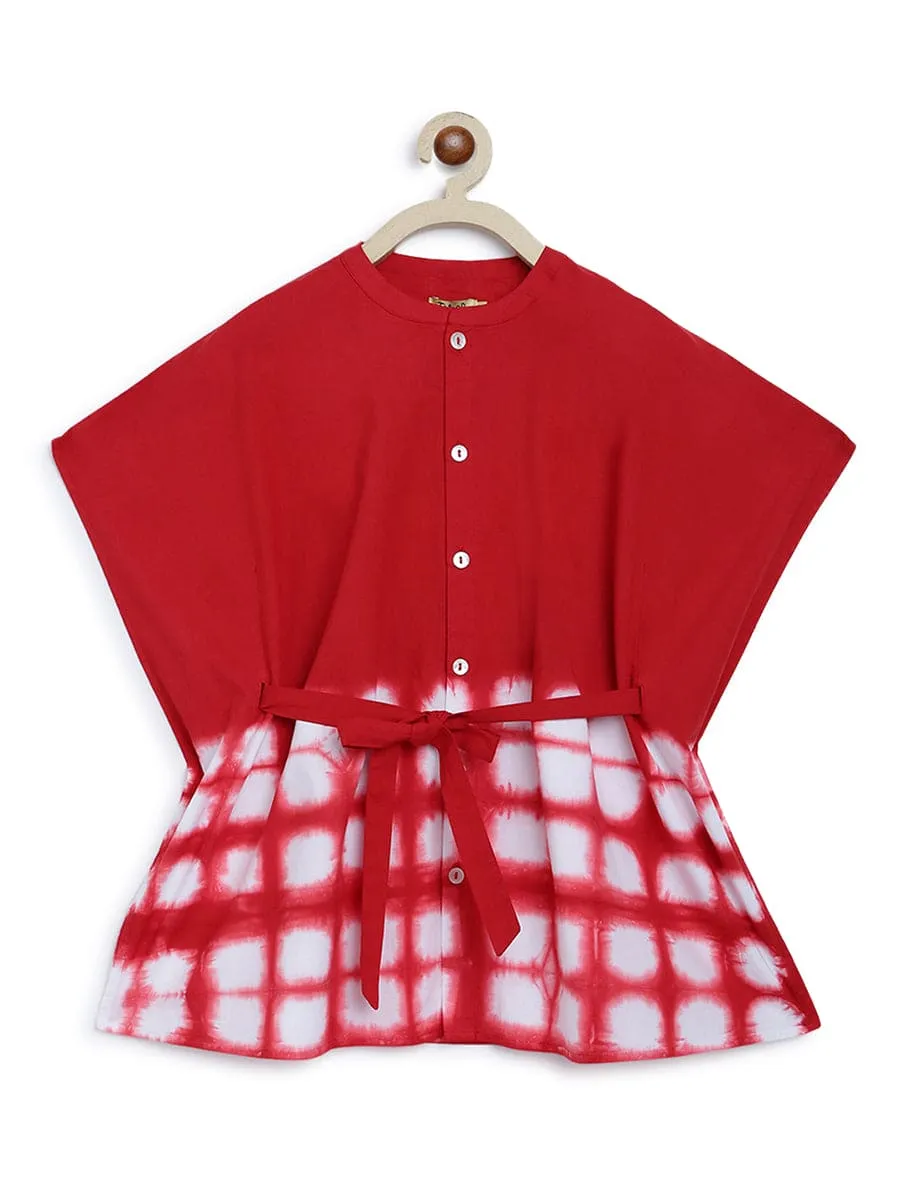 Girls Kaftan Dress Tie Dye Clamp - Red