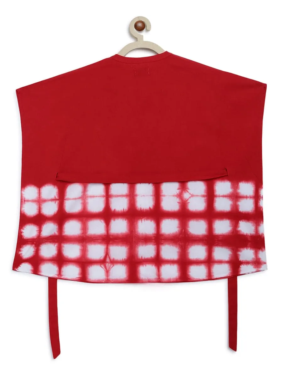 Girls Kaftan Dress Tie Dye Clamp - Red