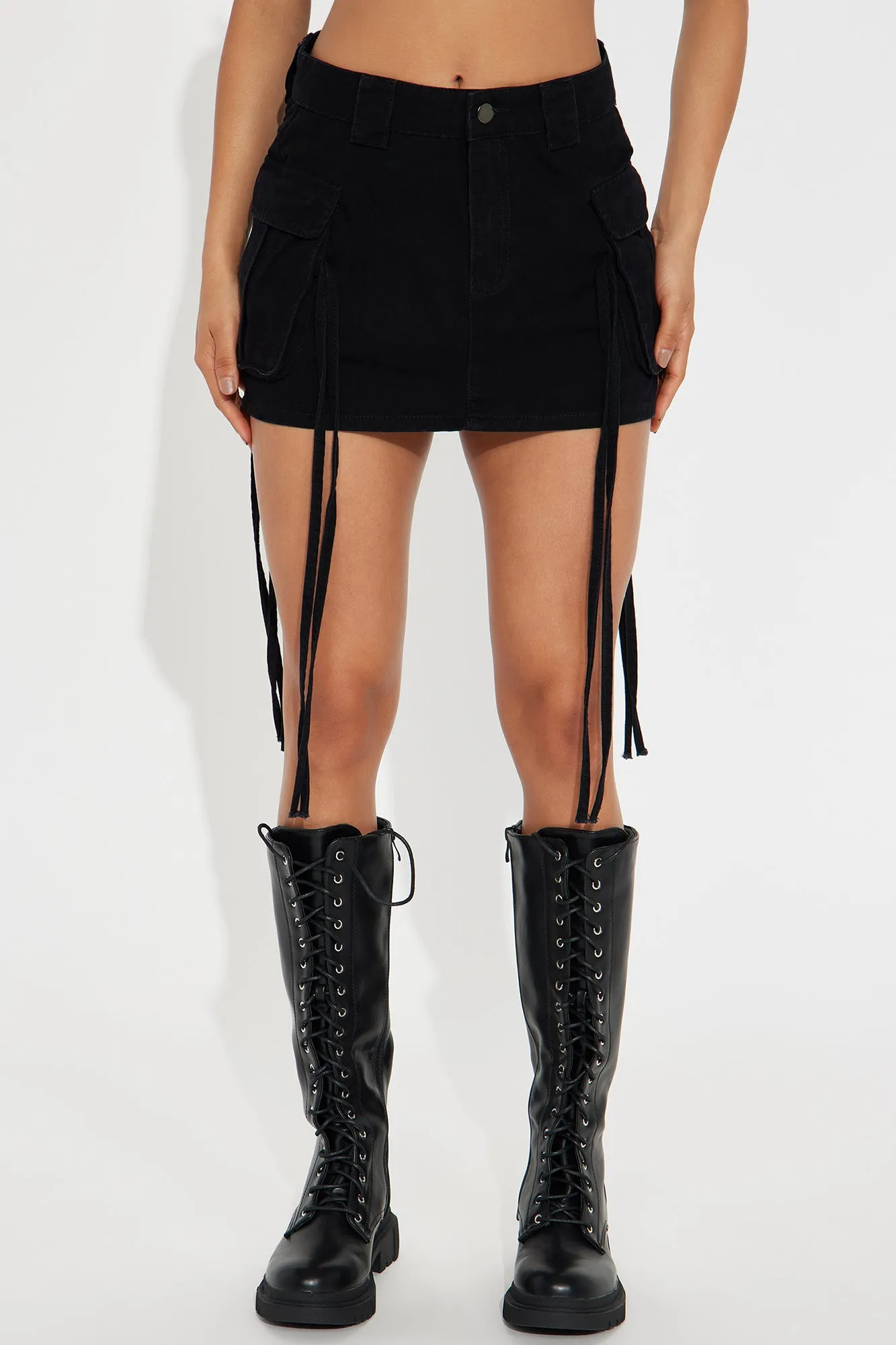 Golden Hour Cargo Mini Skirt  - Black