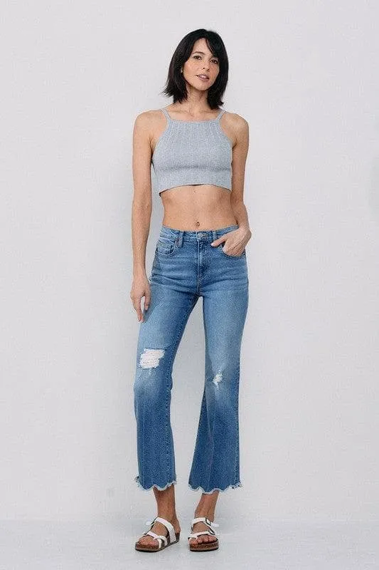 High Rise Comfort Stretch Cropped Flare Jeans