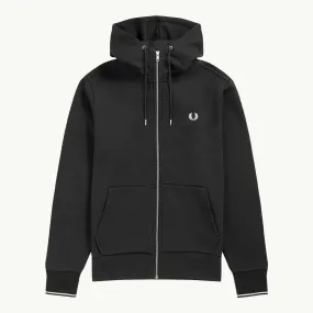 Hooded Zip Through Sweatshirt - Black