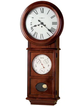 Howard Miller Lawyer II Pendulum Wall Clock - Chiming - Barometer - Key Wound