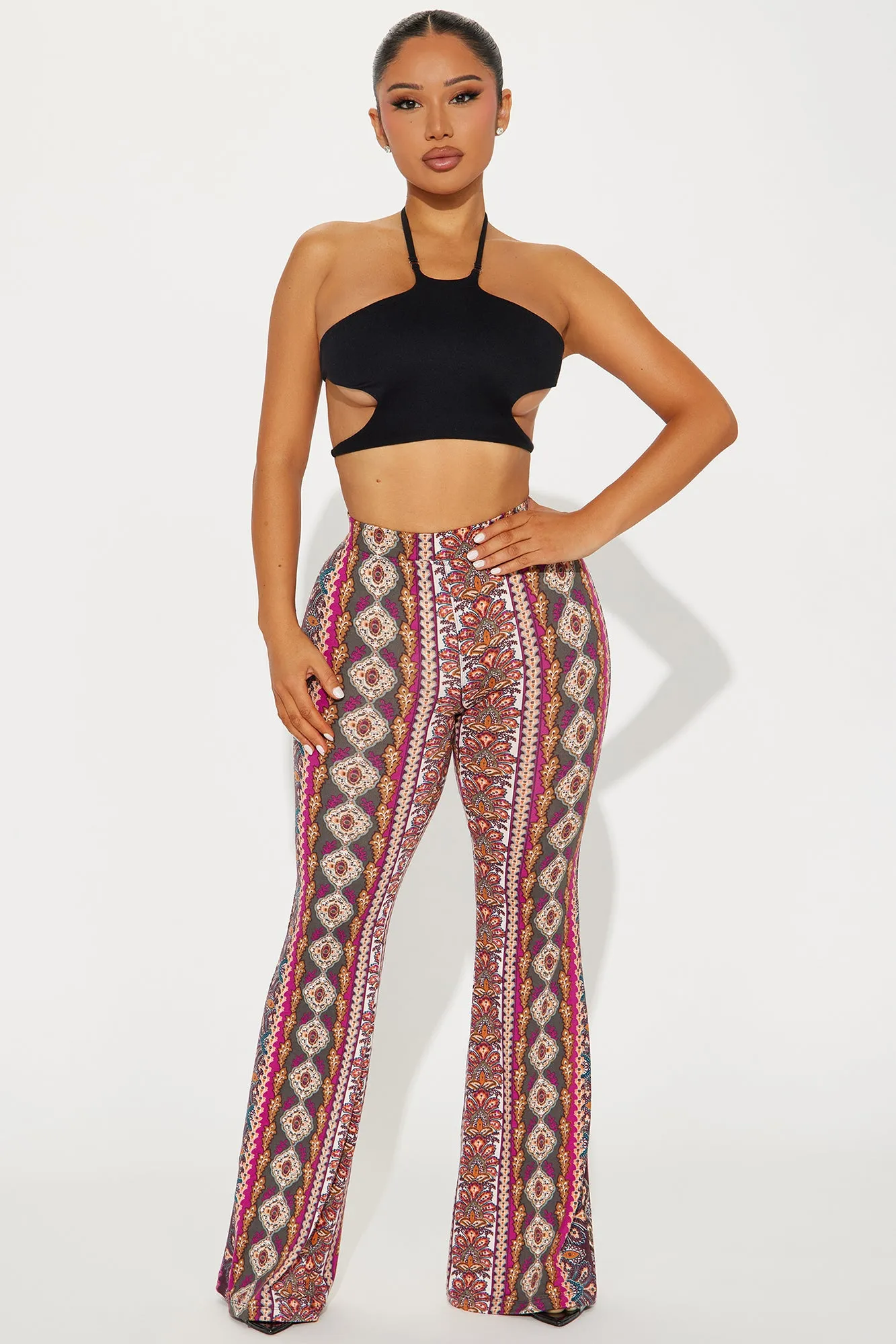 In The Fields Flare Pant - Burgundy/combo