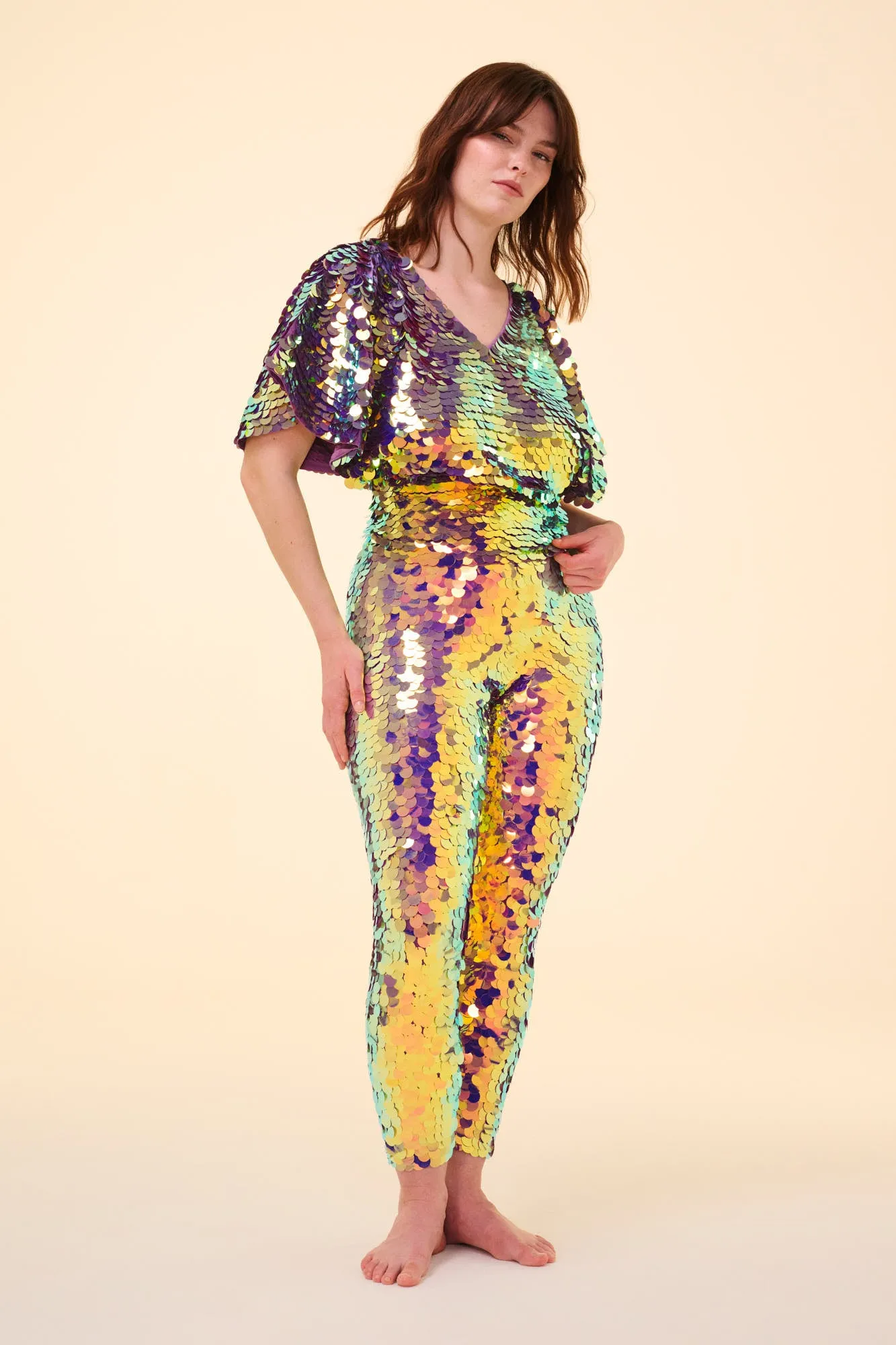 INDUS SEQUIN LEGGINGS - ORCHID