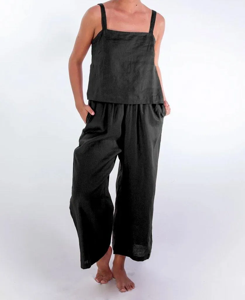 Kinsley Pant | Black Linen