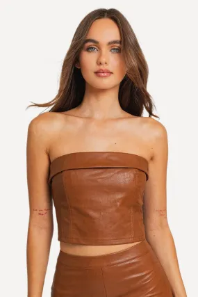 Leather Tube Top -Tan