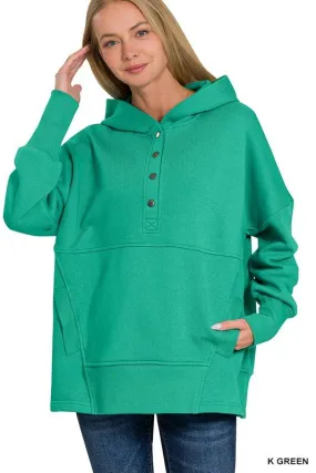 Luisa Half Button Fleece Hoodie