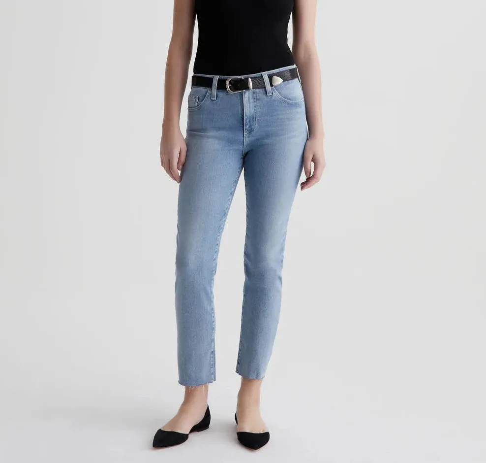 Mari High Rise Slim Straight Crop in 24 years looking glass by AG