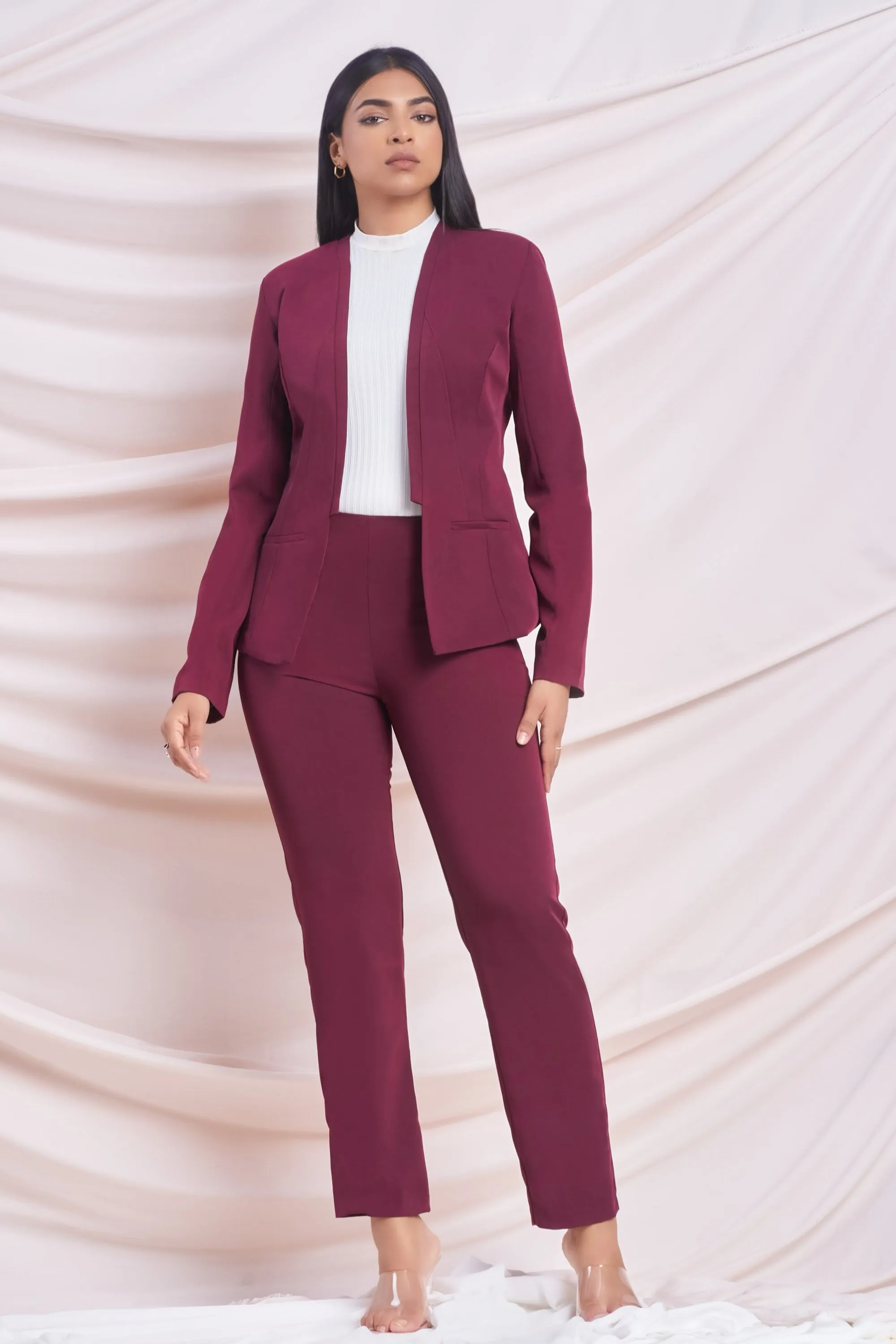 Maroon Side Zip Pant