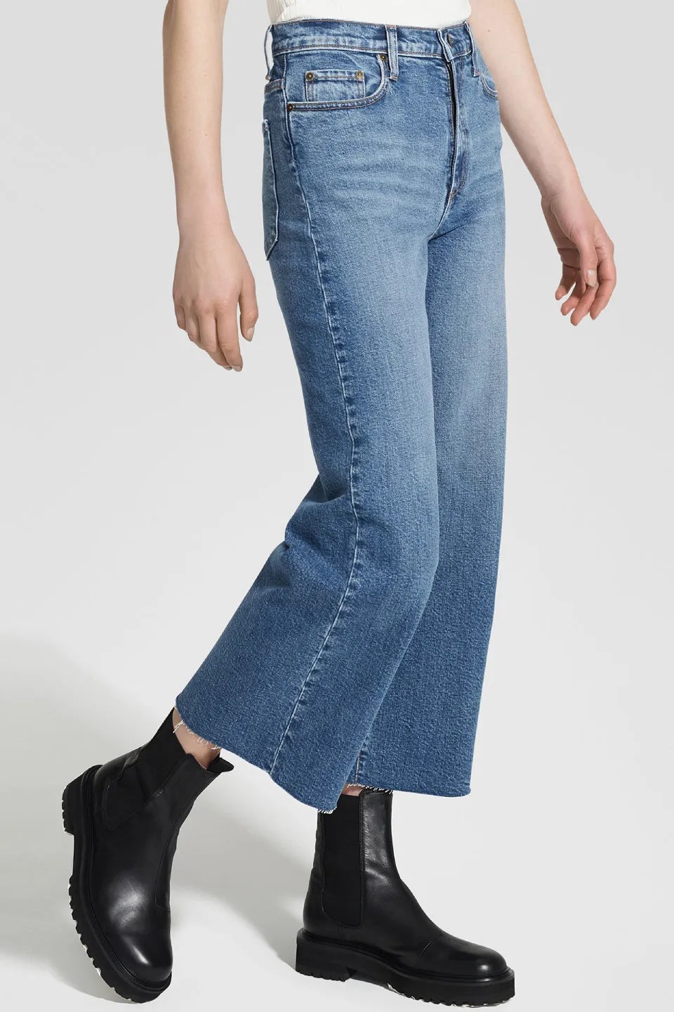 Milla Freedom Blue Cropped Wide Leg Denim Jean