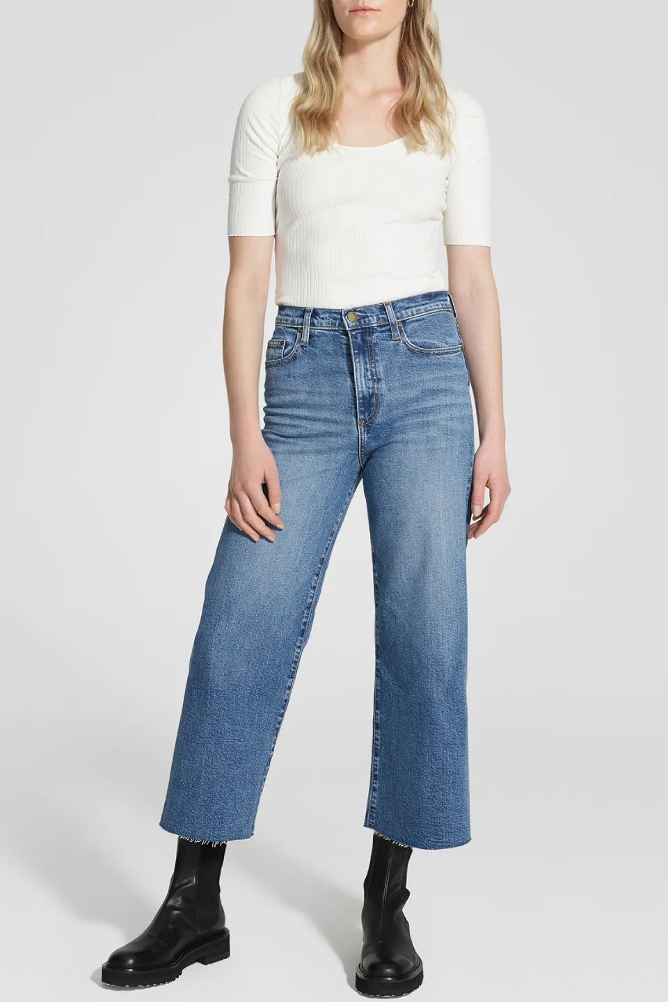 Milla Freedom Blue Cropped Wide Leg Denim Jean