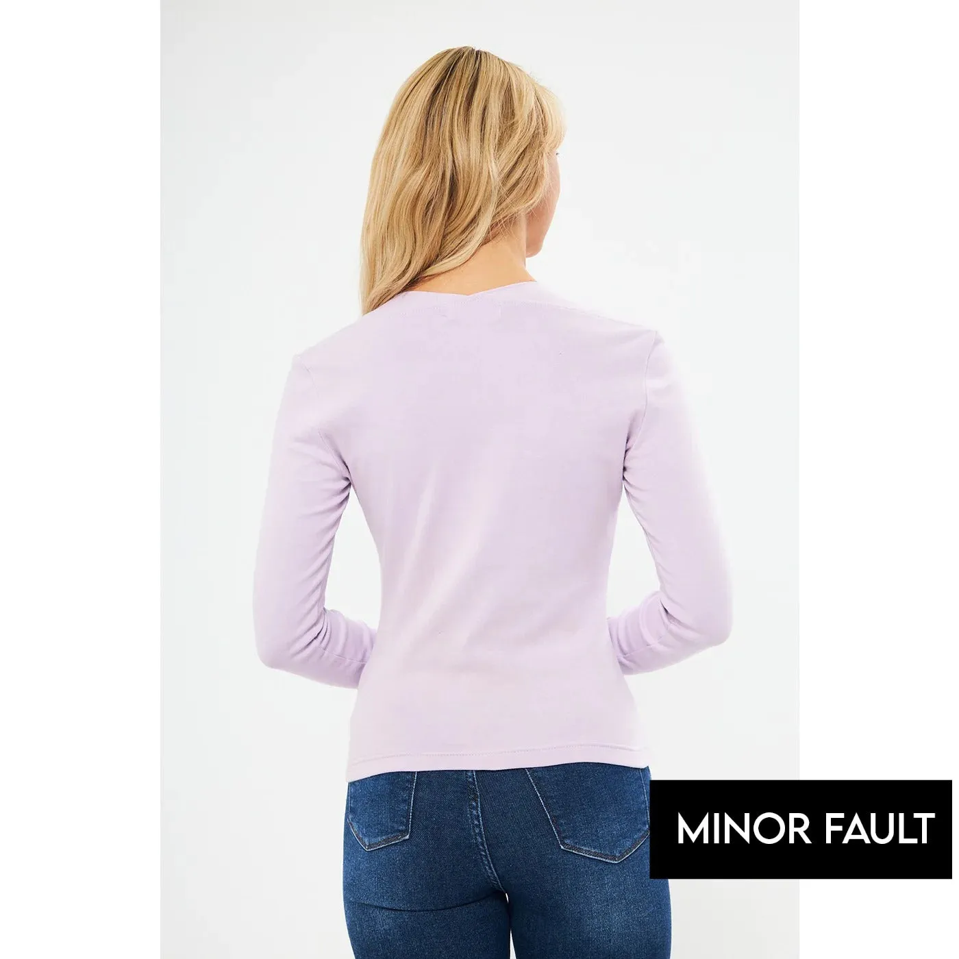 (Minor Fault) Lilac Rib Swan Neck Top