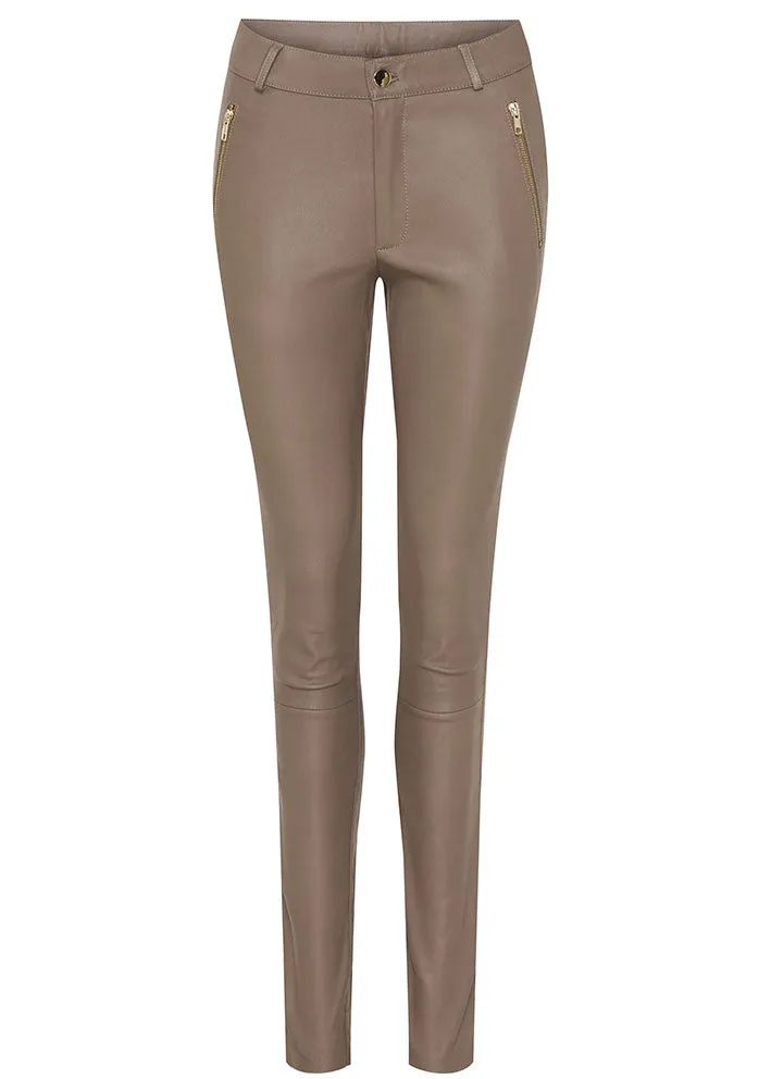 Notyz Leggings with saddleback 10910 Skindbukser - Taupe with Light Gold