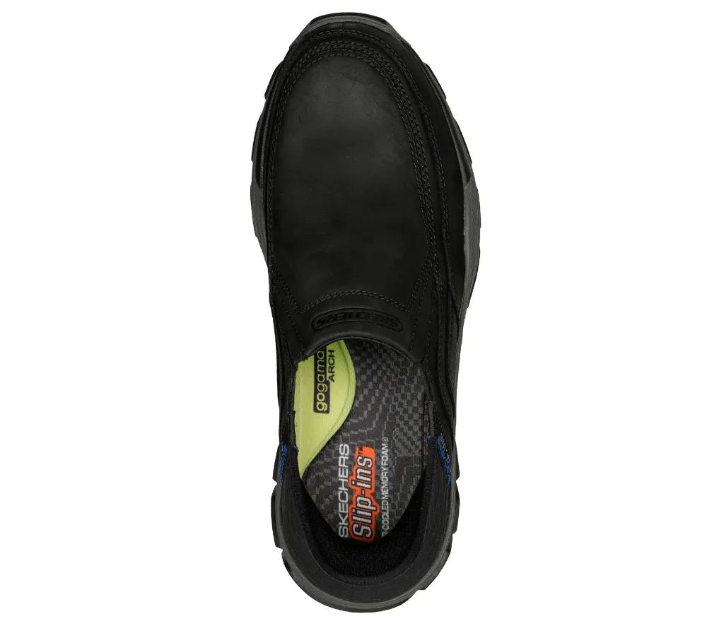 Pantofi sport, barbati, SKECHERS RESPECTED ELGIN SLIP-INS 204810-BLK negru, piele ecologica