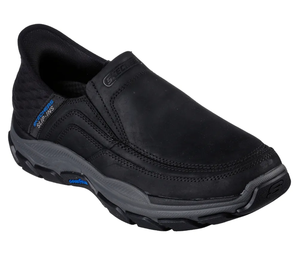 Pantofi sport, barbati, SKECHERS RESPECTED ELGIN SLIP-INS 204810-BLK negru, piele ecologica