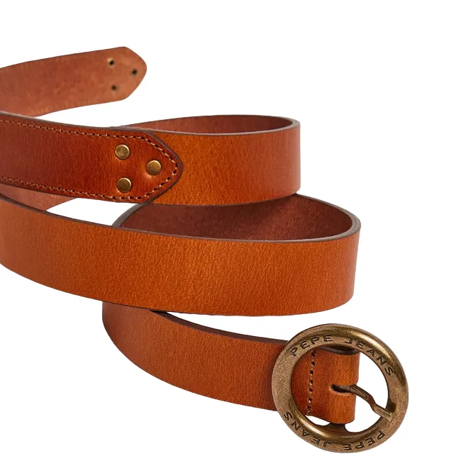 Pepe Jeans women's leather belt with round buckle Vivyan PL020840 859 tobacco