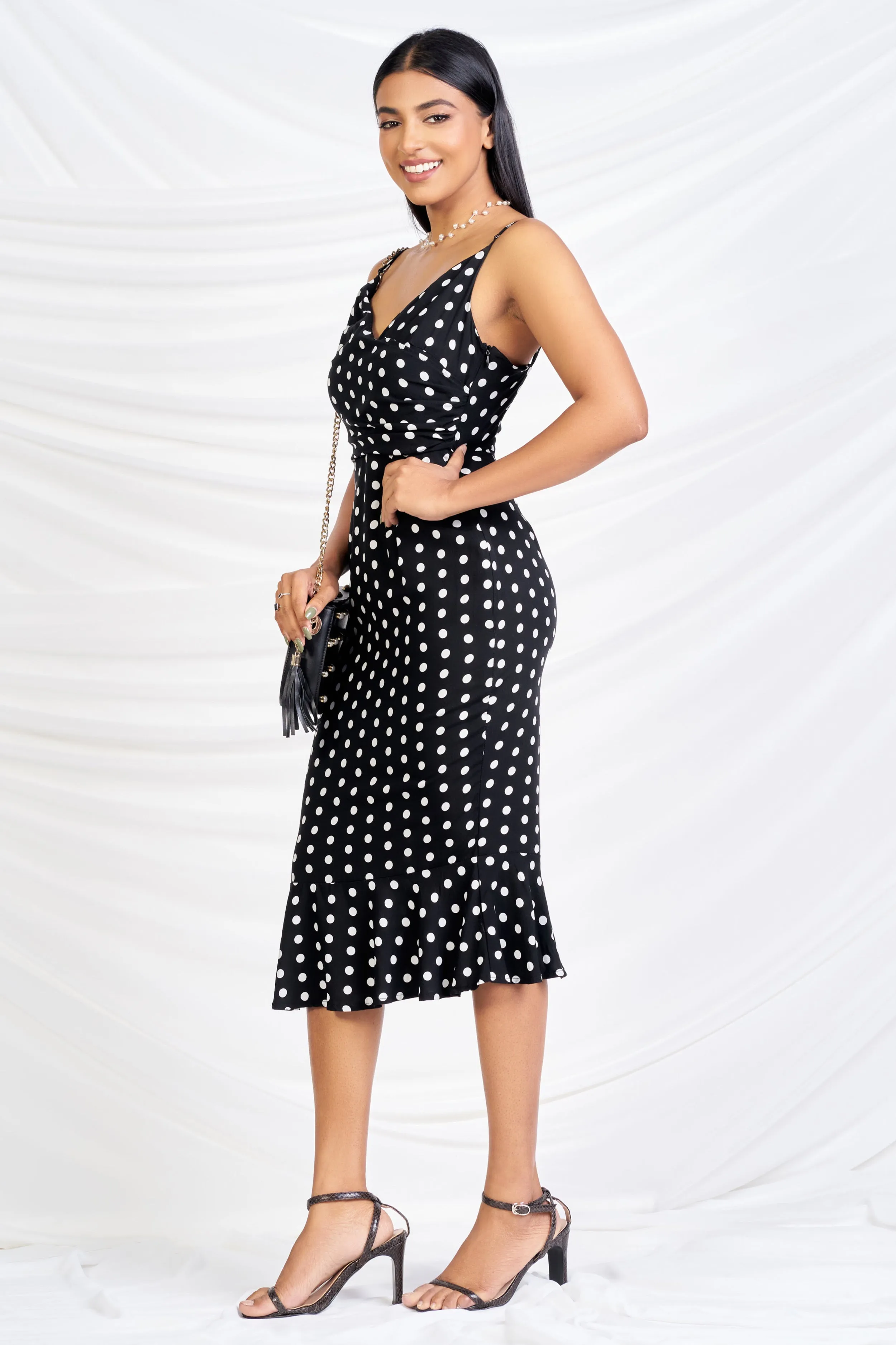 Polka Dot Midi Dress - Slim fit