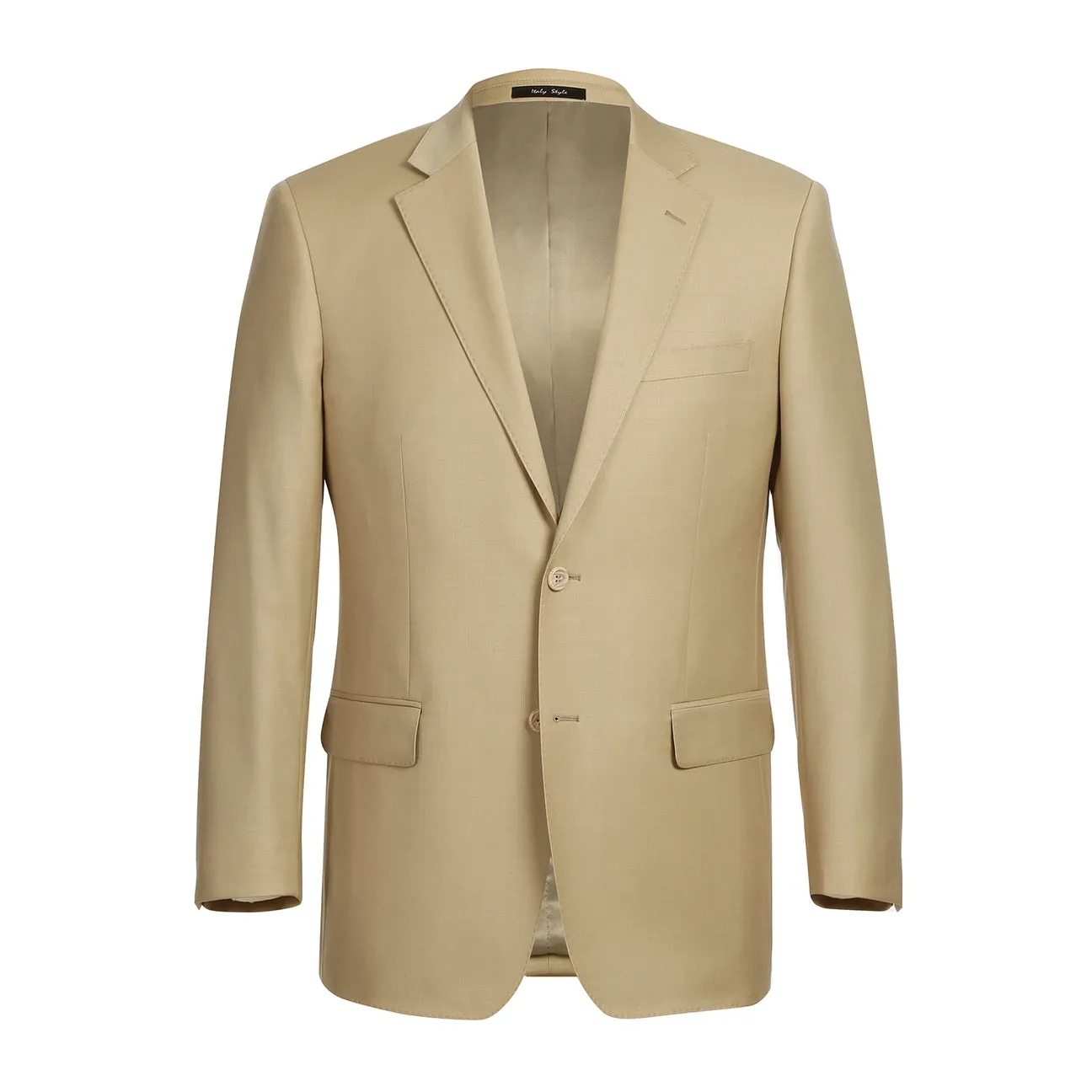 RENOIR Tan 2-Piece Classic Fit Notch Lapel Wool Suit 508-4