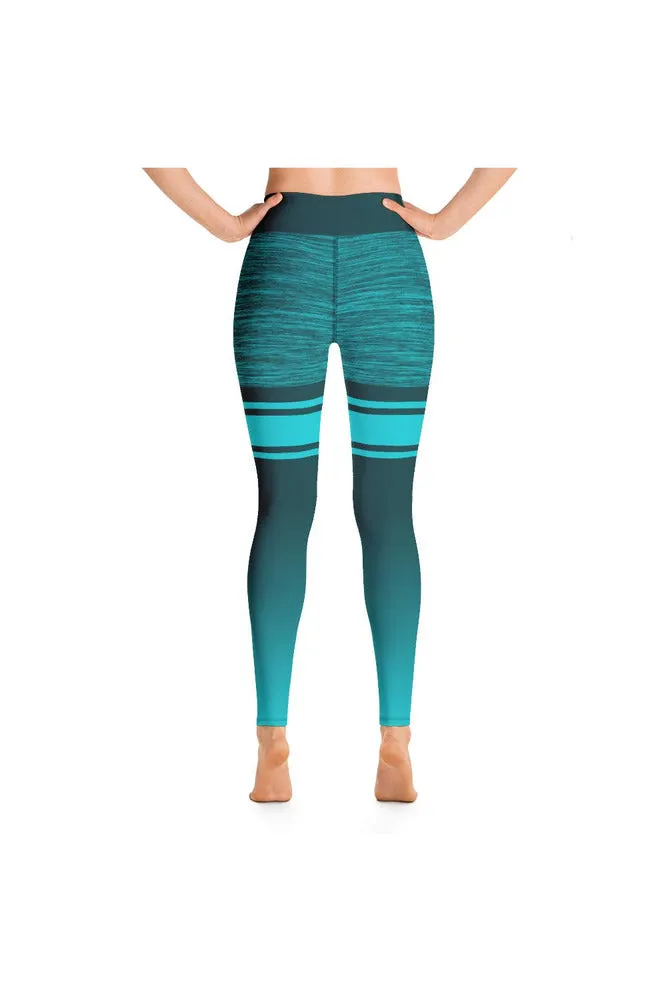 Sea Green Ombre Mid Thigh Yoga Leggings