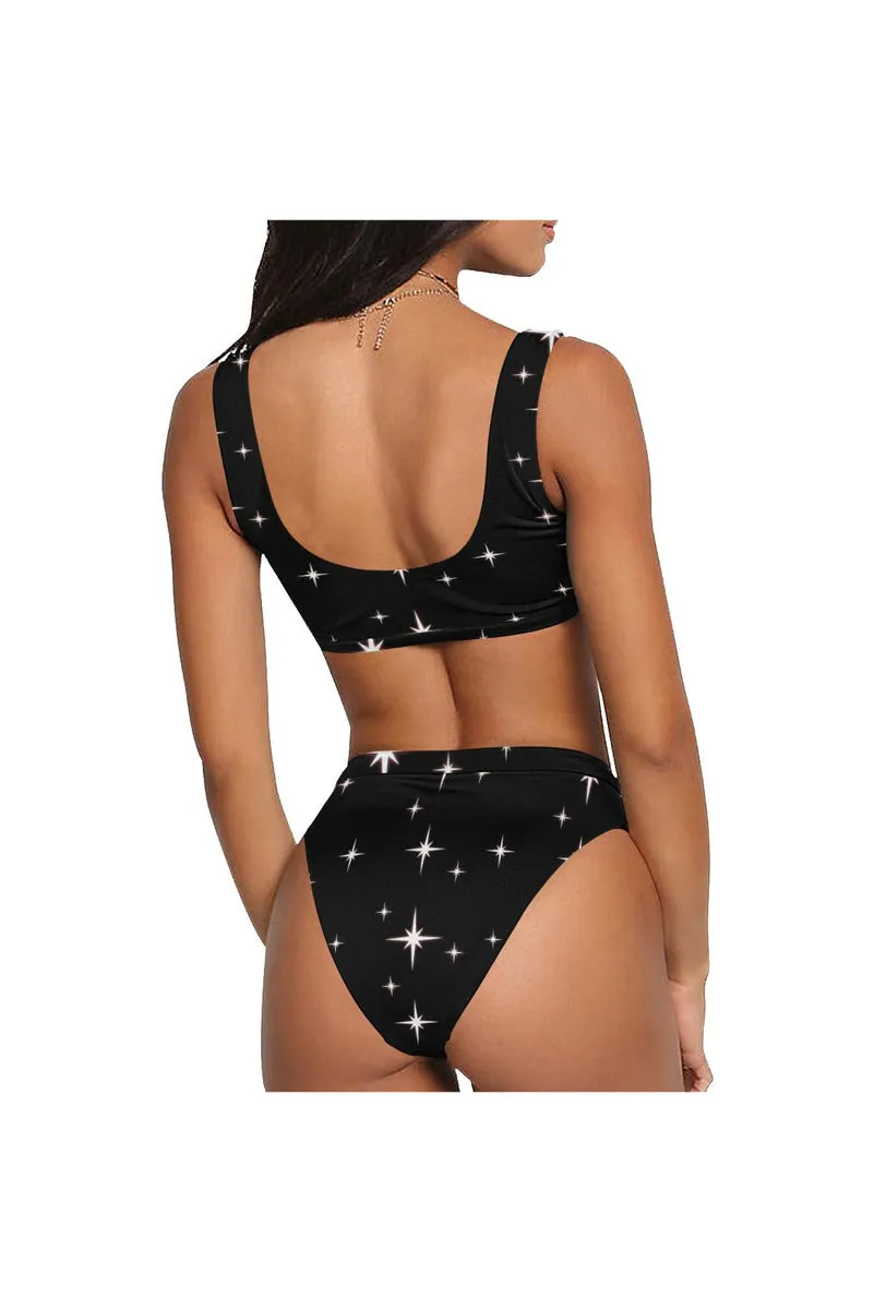 Sparkles Sport Top & High-Waist Bikini Swimsuit