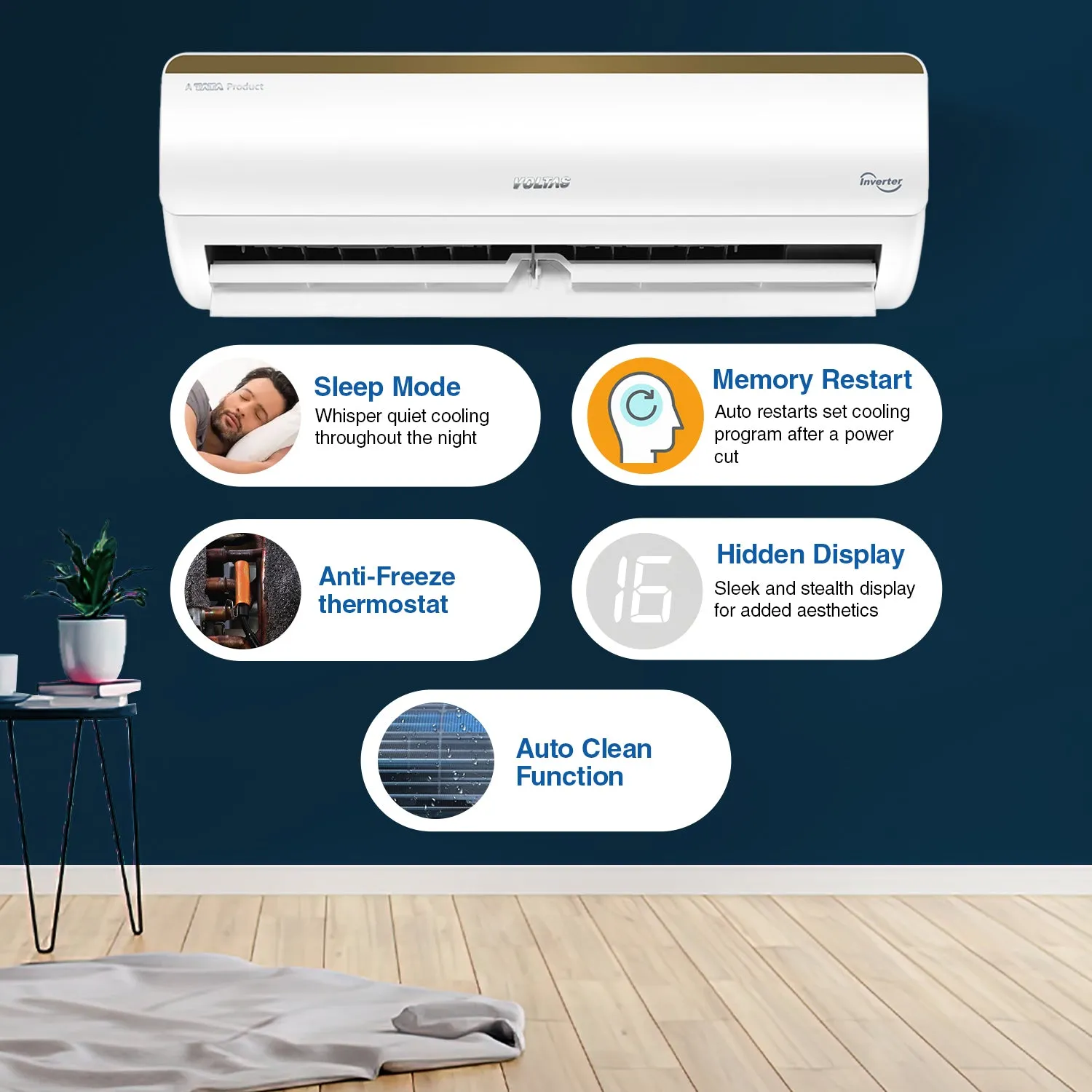 Voltas SmartAir Inverter AC, 1 Ton, 5 star - 125V Vertis Smart Elite Gold With IoT